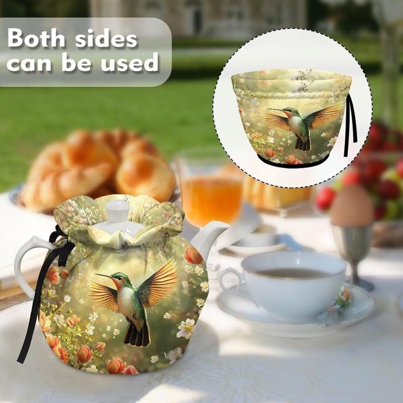 Fonplted Cute Hummingbird Tea Cozy Kettle Cover | Dome Shaped Large Teapot Cozy | Handmade & Strong Fabric Materials | Great Gift for Tea Lover - Image 4